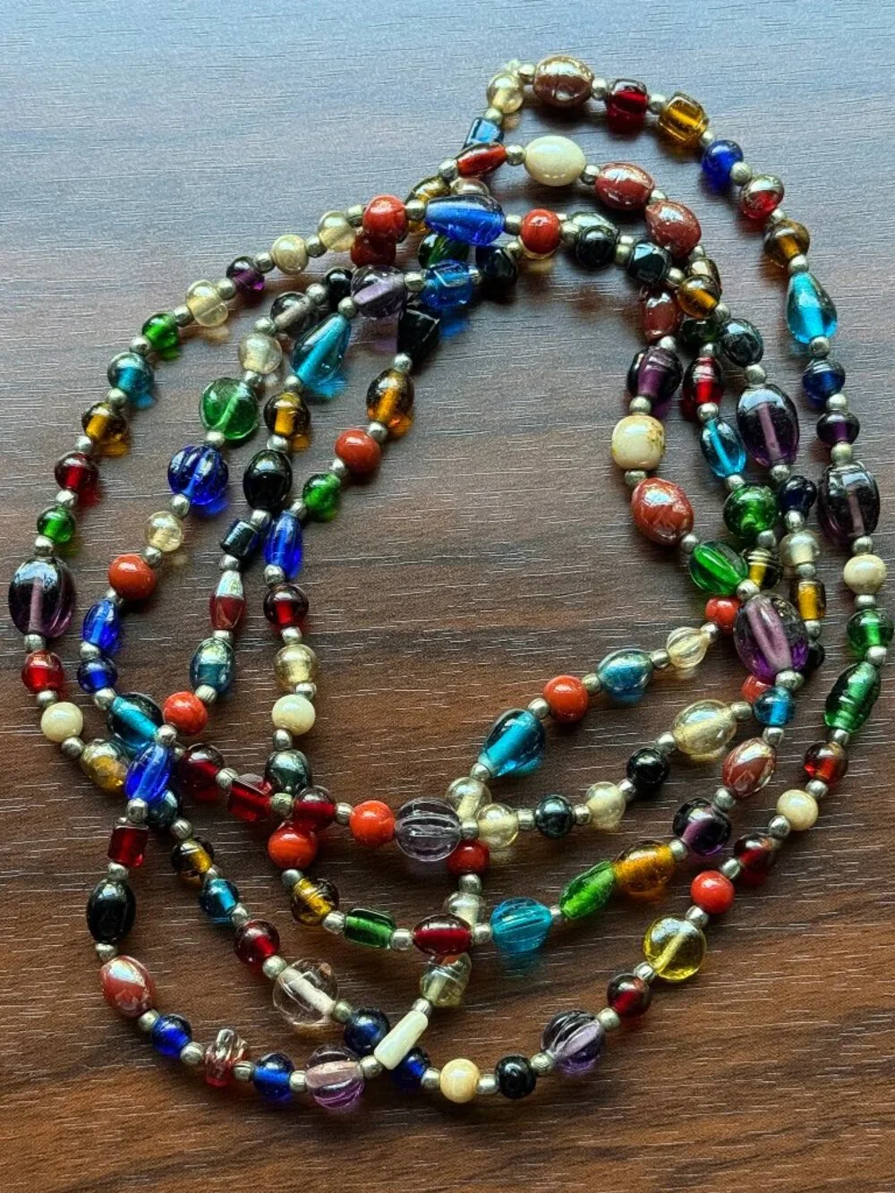 Vintage Colorful Glass Bead Layered Necklace